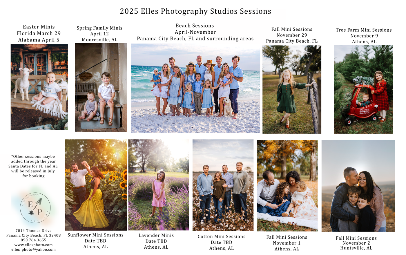 2025 Elles Photography Mini Sessions Schedule